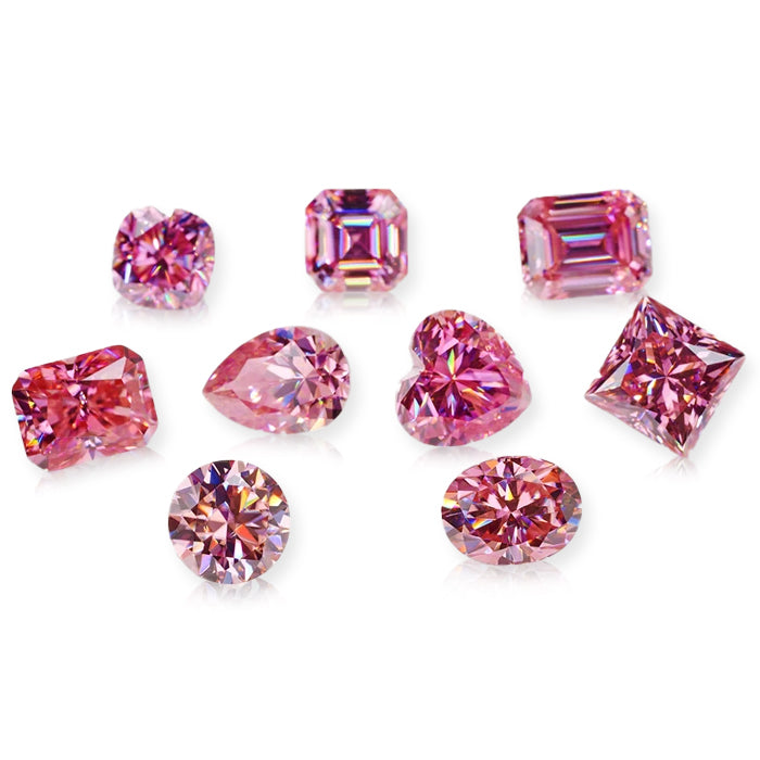 אבן מואסנייט בחיתוך יהלום ורודה מלווה בתעודה גמולוגית מתאימה