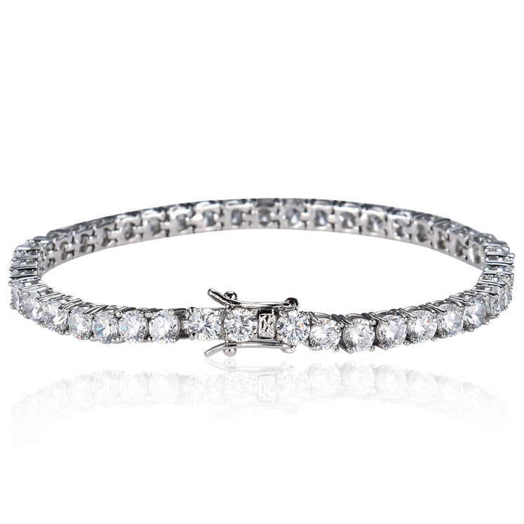 צמיד מואסנייט טניס מכסף מצופה זהב 50 אבנים בחיתוך יהלום