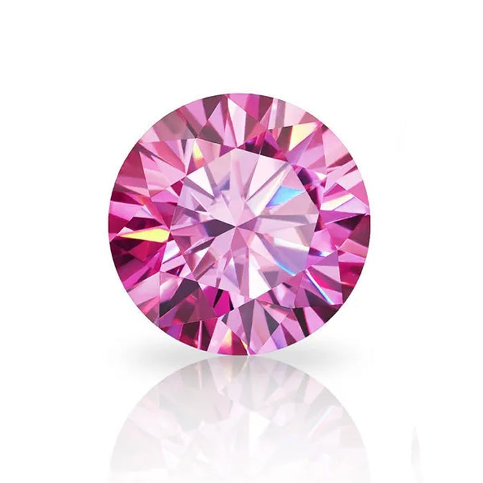 אבן מואסנייט בחיתוך יהלום ורודה מלווה בתעודה גמולוגית מתאימה