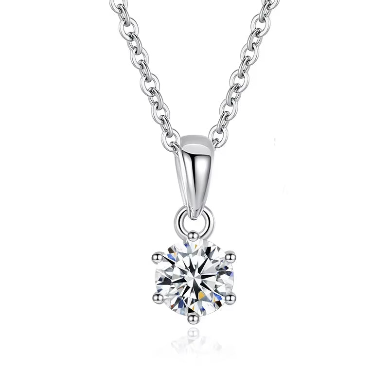 שרשרת מואסנייט כסף אבן עגולה 1 קראט