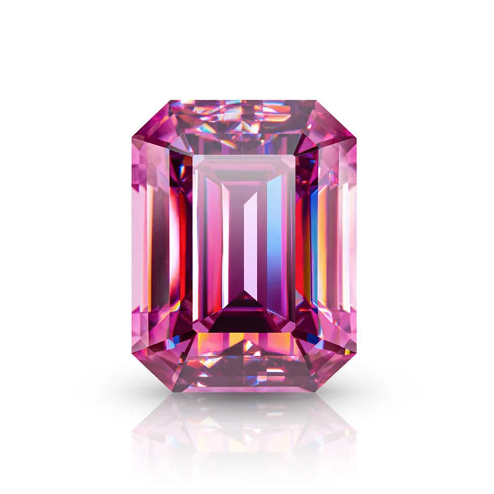 אבן מואסנייט בחיתוך יהלום ורודה מלווה בתעודה גמולוגית מתאימה