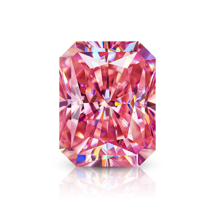 אבן מואסנייט בחיתוך יהלום ורודה מלווה בתעודה גמולוגית מתאימה