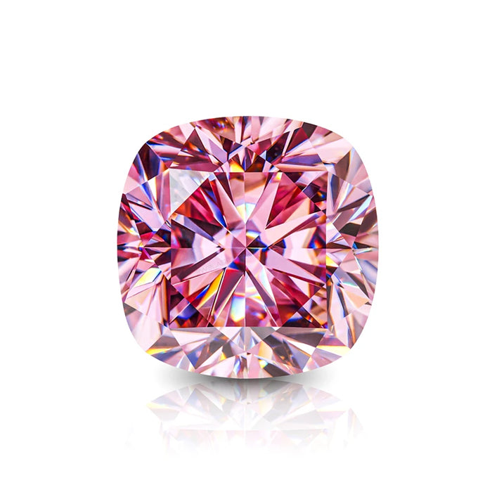 אבן מואסנייט בחיתוך יהלום ורודה מלווה בתעודה גמולוגית מתאימה