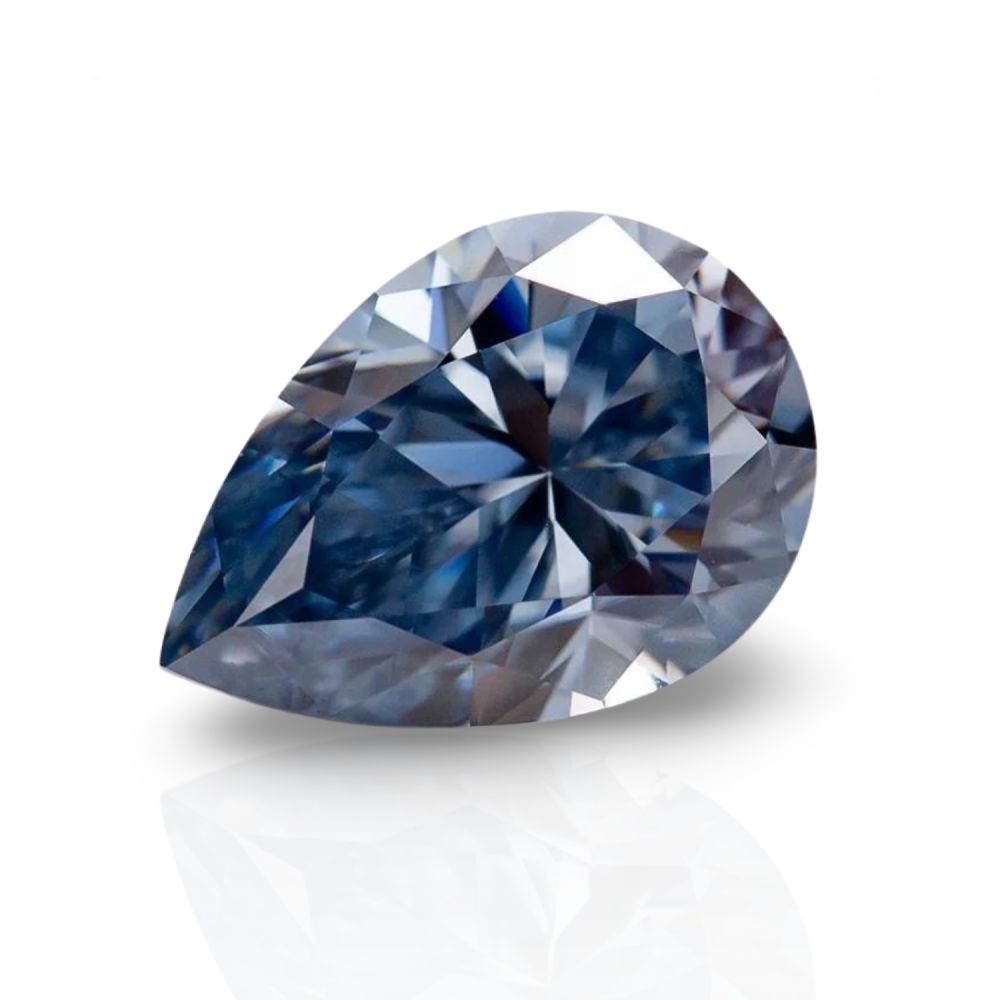 אבן מואסנייט בחיתוך יהלום כחולה מלווה בתעודה גמולוגית מתאימה