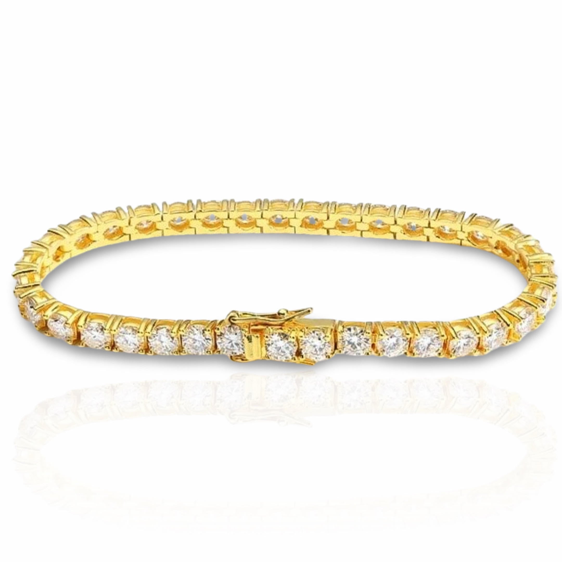 צמיד מואסנייט טניס מכסף מצופה זהב 50 אבנים בחיתוך יהלום