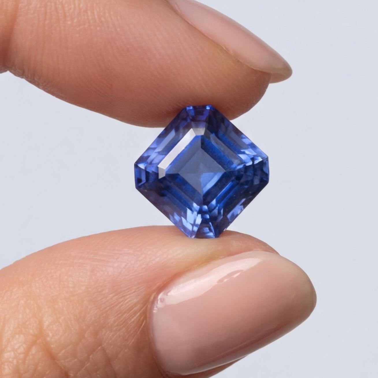 אבן חן ספיר כחולה חיתוך אוקטגון 7.47 קראט